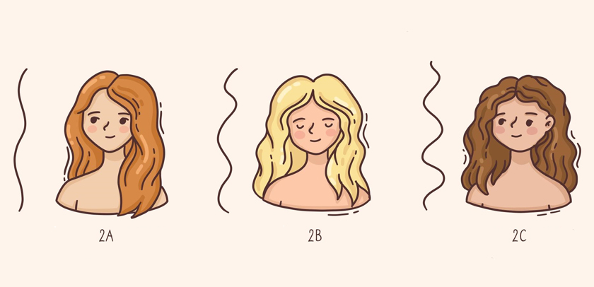 Classificação do tipo de cabelo ondulado.