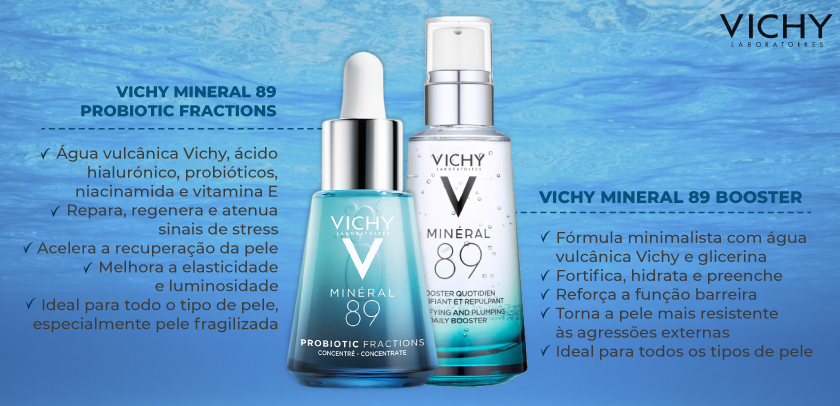 Diferenças entre Vichy Mineral 89 Booster e Vichy Mineral 89 Probiotic Fractions.