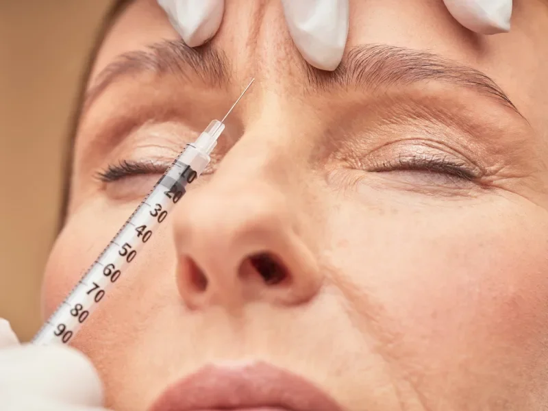 mulher a colocar preenchimento de ácido hialurónico para disfarçar olheiras